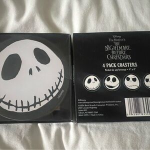 Disney Black and White Jack Skellington Coasters set of 4 new